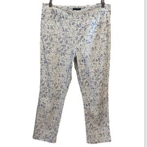 2/$25 Mario Serrani Faded Floral Print Pull-on Cropped Pants Size Large
